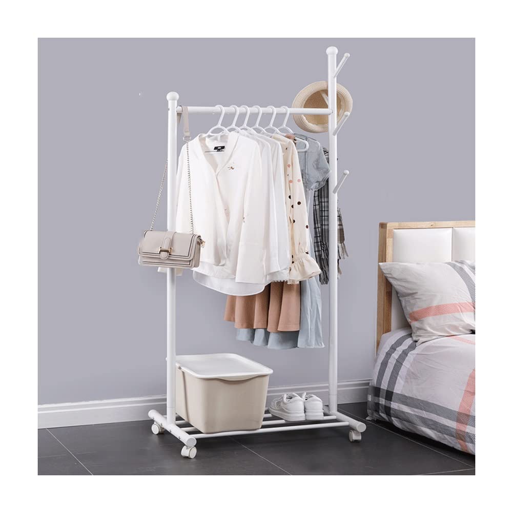 Aycdl White Small Rolling Clothes Rack With Shelves Sturdy Metal Garment Nizer For Bedroom Storage Green 68X43x170cm - Versatile Clothing Hanger With Wheels,-68X43x170cm