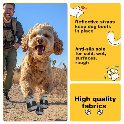 Hcpet-Dog-Boots-Waterproof-Dog-Shoes-for-Medium-Large-Dogs-Anti-Slip-Dog-Booties-Paw-Protector-for-for-Hot-Pavement-Winter-Snow-Hiking-with-Reflective-Straps-4PCS-8-width-275-inch-for-74-91-lbs Hcpet Dog Boots Waterproof Dog Shoes for Medium Large Dogs Anti Slip Dog Booties Paw Protector for for Hot Pavement Winter Snow Hiking with Reflective Straps 4PCS 8 width 275 inch for 74 91 lbs
