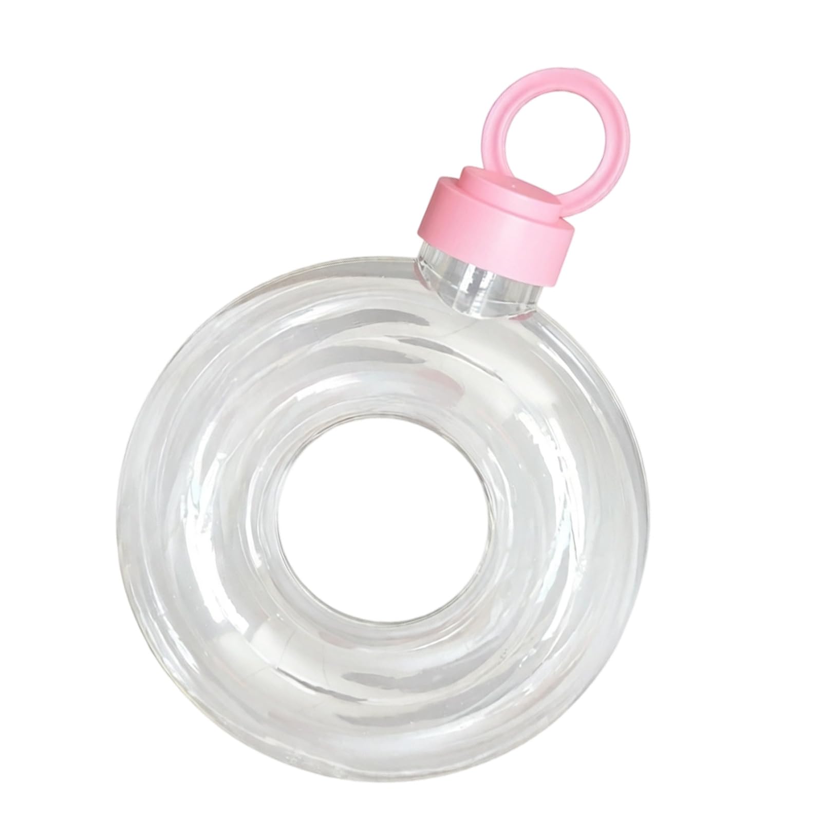 Kaeltsyn Innovative See Through Doughnuts Water Bottle Easy to Carry Beverage Container for Joggings Cycling and School Hand Carry Drink Container