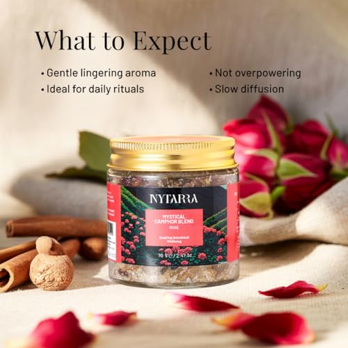 Image of Nytarra Mystical Camphor Trio - Rose, Sandalwood, Frangipani | Original Pure Camphor Infused with Aromatic Herbs & Spices | Diffuser Friendly Botanical Blend | Clean Aroma