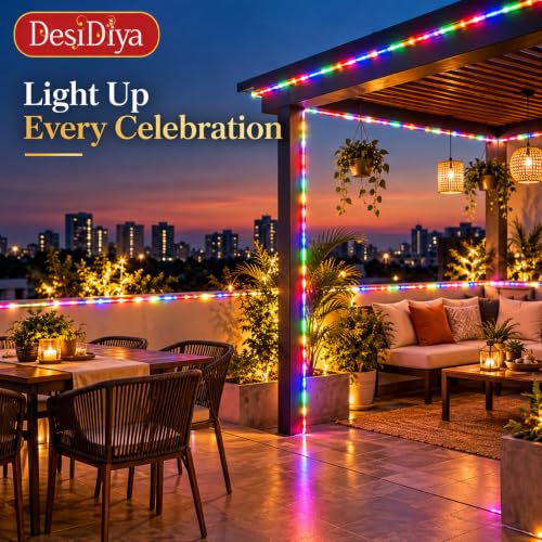 Image of Desidiya 5 Metre Multicolour LED Rope Light for Diwali Decoration, Flexible Bendable Pipe Light for Home, Balcony, Gate, Terrace & Ceiling Cove, Plug-in Decorative Lights for Christmas & Wedding