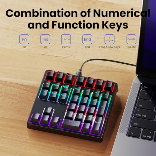 Teclado numérico mecánico con cable USB e iluminación LED RGB para computadora 5