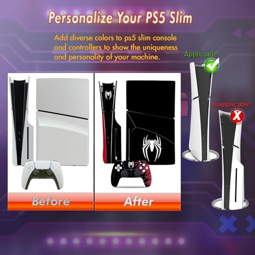 Image of PSS Vinyl Skin for PS5 /Slim Disk Edition, Console and Controller Skins for PS5 /Slim Disk Edition, Decal Sticker for PS5 /Slim Skin Console and Controllers - Spidy Edition