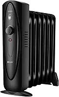 JASUN Mini aquecedor de ambiente cheio de óleo, radiador elétrico com temperatura ajustável, aquecimento potente de 700 W para quarto, escritório, sala de estar, preto