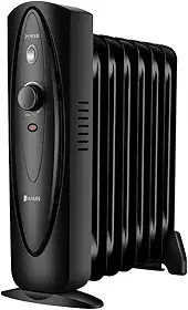JASUN Mini aquecedor de ambiente cheio de óleo, radiador elétrico com temperatura ajustável, aquecimento potente de 700 W para quarto, escritório, sala de estar, preto