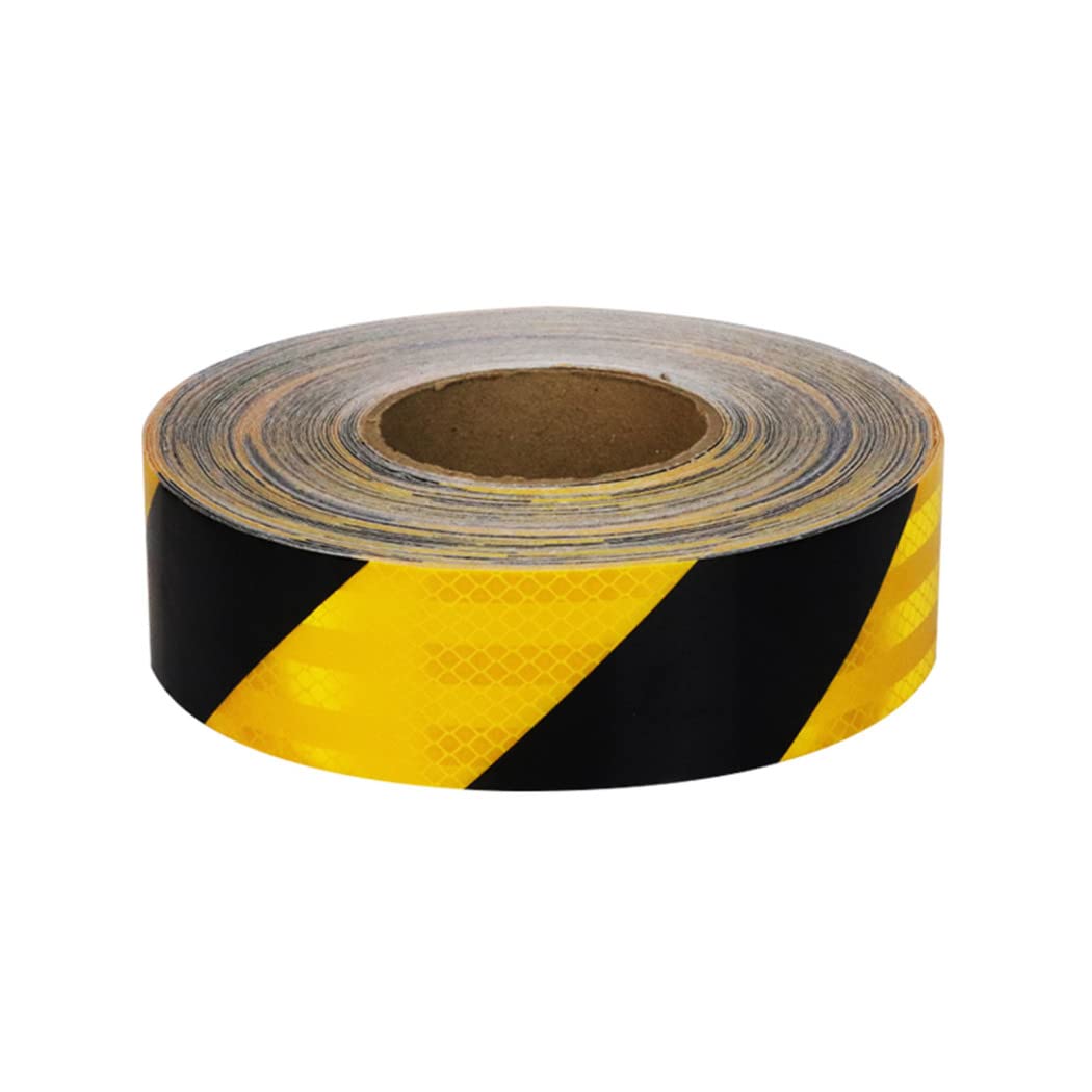 Taśma ostrzegawcza czerwono-biała, Samoprzylepna wielokolorowa odblaskowa taśma ostrzegawcza o wymiarach 5 cm x 45 m(Black+yellow)