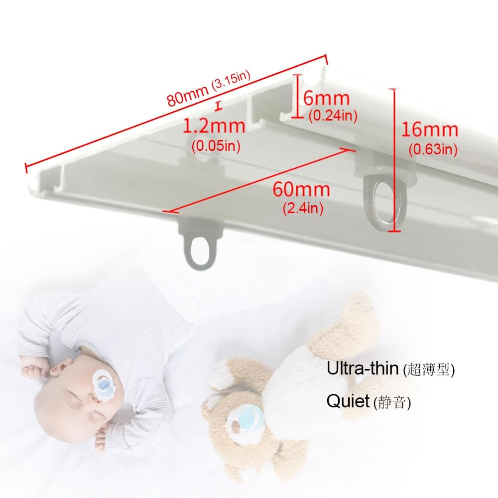Ultra cienka dwurzędowa szyna sufitowa, 280 cm, biały szybowiec do przegrody pokoju, regulowana długość 120 cm, 500 cm, idealna do płynnego przesuwania i optymalizacji przestrzeni