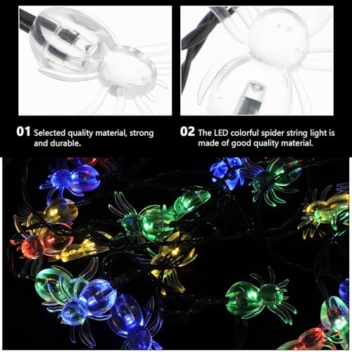 Luces solares LED en cadena con arañas multicolor 5 m miniatura 4