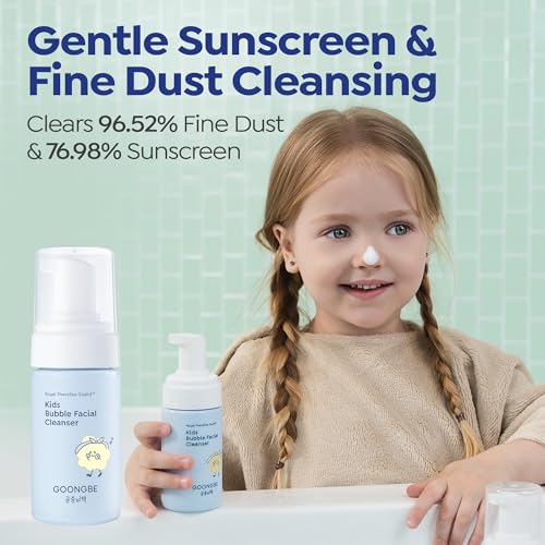 Image of GOONGBE Kids Facial Care Kit - Korean Low pH Bubble Facial Cleanser & Moisture Face Lotion - Face Wash & Moisturizer Set with Cica & Panthenol - Allergen-Free Formula 3.38 fl.oz. & 2.7 oz.