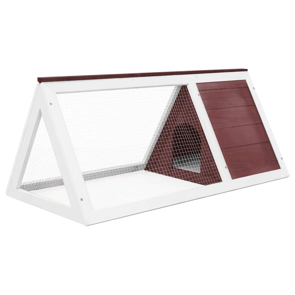 Kleintierstall Kaninchenstall aus lackiertem Tannenholz mit Drahtgitter Braun Weiß 98x50x41 cm wetterfest für Garten Outdoor Kleintierkäfig Hasenstall Meerschweinchenkäfig Schutz