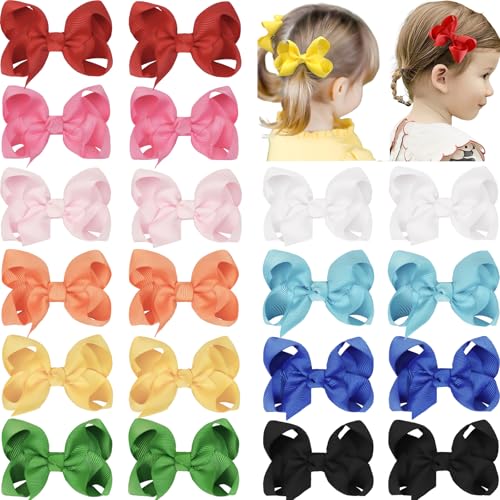 20PCS 3 Inch Hair Bows for Girls Grosgrain Ribbon Toddler Hair Ac...