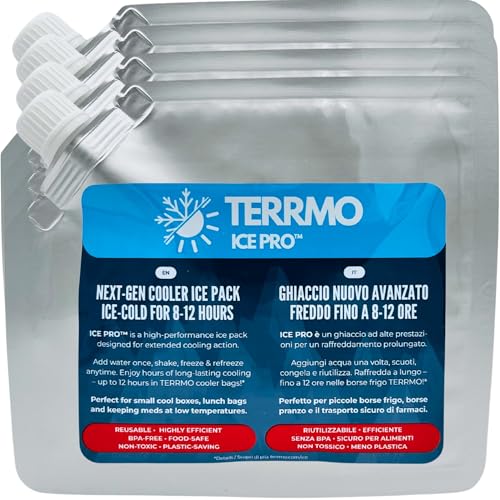 TERRMO Ice PRO™ Siberini Ghiaccioli per Borsa Frigo e Lunch Box | Lunga Durata 8–12h | Tavolette Ghiaccio Riutilizzabile, Mattonelle Ghiaccio Premium, Accumulatore di Freddo | 350ml & 19x16cm - 4 Pz.