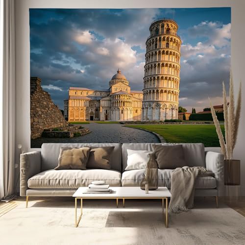 Tapisserie grand format pour cacher un mur abîmé salon bleu