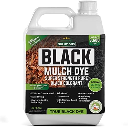 PetraTools Black Mulch Dye, 3,600 Sq Ft Coverage - Mulch Dye Black, Black Mulch for Landscaping, Black Mulch for Garden Beds, Wood Mulch Dye, Permanent Mulch Paint & Playground Bark Mulch (32 Oz)