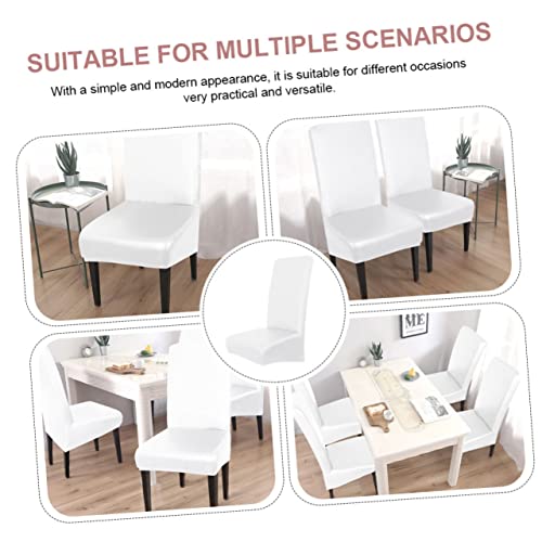 Housses de chaise élastiques en PU blanc imperméables antitaches salle à manger lot de 4 - 7