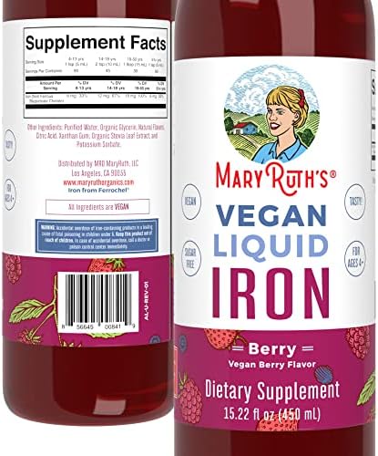 Iron Supplement for Women Men & Kids | Liquid Iron Supplement for Women Men & Kids | Iron Supplement for Iron Deficiency | Immune Support | Sugar Free | Vegan | Non-GMO | Gluten Free | 15.22 Fl Oz