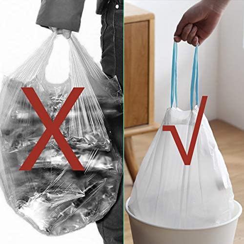 CORESLUX 20-25L Drawstring Trash Bag, Garbage Bag Rubbish Bags, Super Strong Bin Liners, 3Roll 60 Counts, for Kitchen, Bedroom, Office (Bule Drawstring)