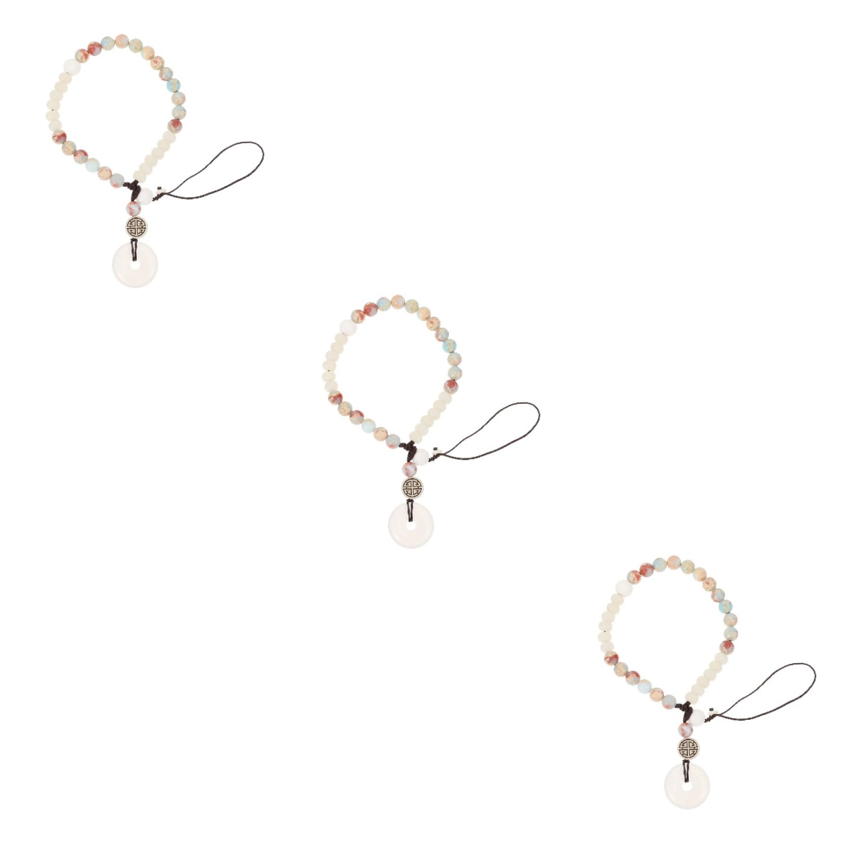 HOMSFOU Cadena De Teléfono Móvil Cordón Pulsera Correa Teléfono Pulsera Encanto Encantos Del Teléfono Muñeca Retro Cuerda Para Teléfono Llavero Con Cuentas Teléfono Colgante De