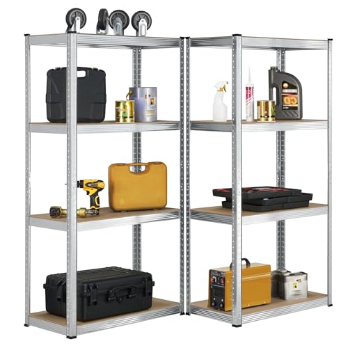 Juskys Set 2 scaffali Easy 160x80x40cm (AxLxP) | 640kg di portata | 8 ripiani | Scaffali in metallo per carichi pesanti Scaffali per cantine Scaffali a innesto Scaffali in metallo
