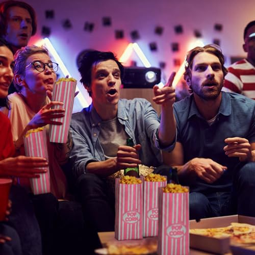 Image of Sherr 500 Pcs 2oz Popcorn Bags Bulk Pink Retro Stripes Disposable Popcorn Bags for Circus Carnival Party Favors Movie Nights Birthday Party Event Supplies Machine Accessories