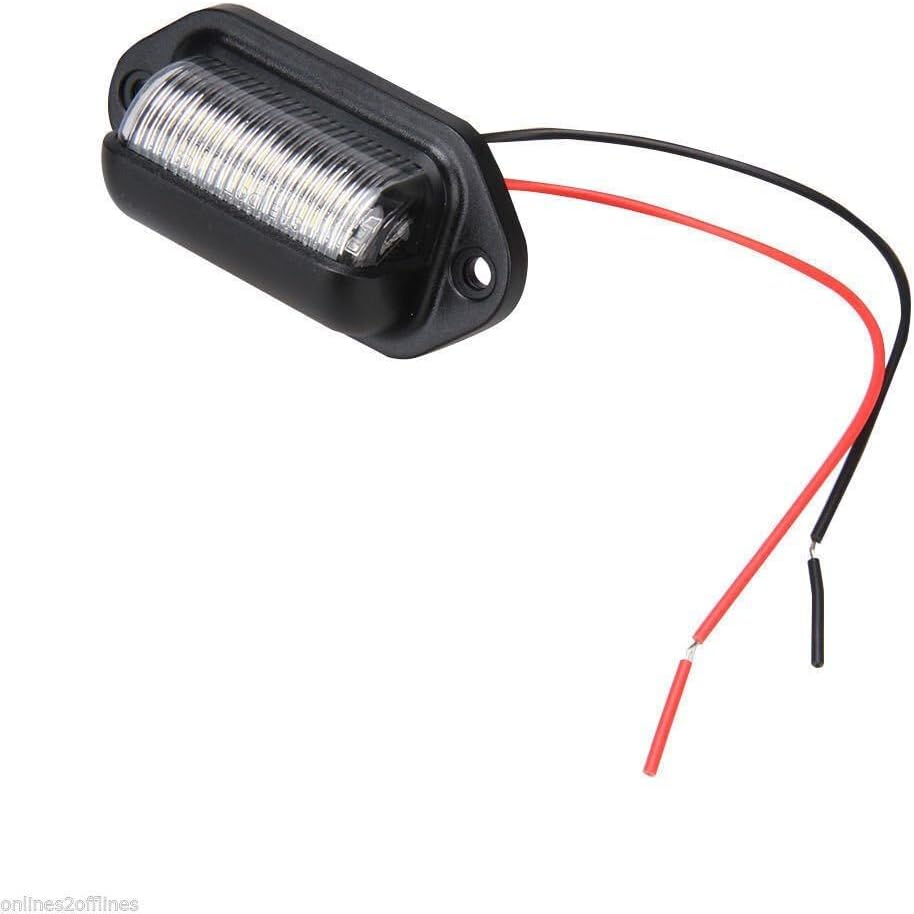 Trailer 6 LED License Plate Lights DOT FMVSS 108 SAE 10x Black-Finish Surface Mount Waterproof 12V DC Courtesy Step License Plate Light for UTV ATV Trailer Truck RV Boat 2.6"x1.3"