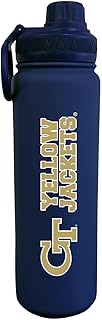 Campus Colors NCAA Stainless Steel Water Bottle - Twist on cap - 24 oz - Carry Clip - Keeps Your Drinks Hot or Cold for Hours (Georgia Tech Yellowjackets - Navy)