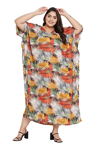 Image of Oussum Women Long Maxi Plus Size Polyester Kaftan Gown, Womens Kaftan Dresses Lounge Resort Wear, Plus Size Kaftan