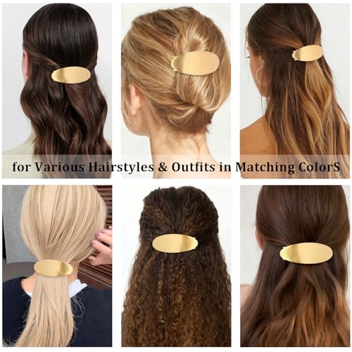 Pinzas para cabello metálicas ovaladas doradas 3 piezas miniatura 5