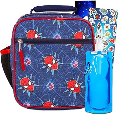 Spiderman Lunch Box for Boys Set - Spiderman Lunch Box, Water Bottle, Backpack Clip, Stickers, More | Spiderman Lunch Bag