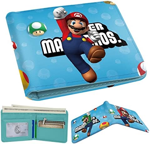 Toyuma Leather Wallet for Boys Wallets for Girls Kids Wallet Cute Kawaii Anime Cool Cartoon Fun Purse Credit ID Card Slim Bifold Small Coin Purses for Teens Boys Minimalist Wallet, Mushroom Maliao