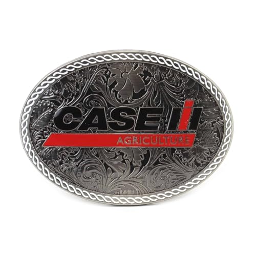 Spec-Cast ZJD 606 Case IH Western Style Logo Enamel Buckle, Silver