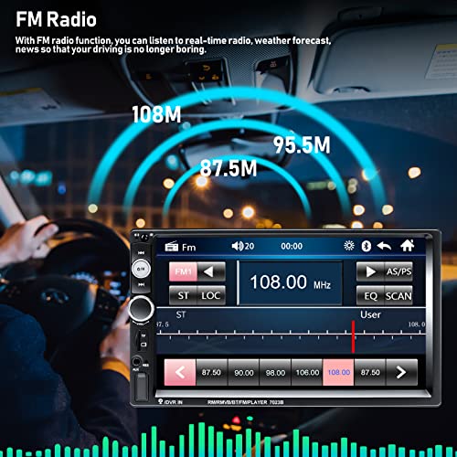 Camecho Double Din Car Stereo 7 Inch Touch Screen Car Radio Bluetooth Multimedia Player With Mirror Link Hands-Free Calling Fm Head Unit Supports Steering Wheel Control Backup Camera Usb Sd Aux-In #TOP2