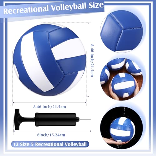 Vinsot 12Pcs Size 5 Recreational Volleyballs with Air Pump Regulation Soft Volleyball Ball for Outdoor Indoor Play Waterproof Volleyball Bulk for Beginner Gym Training Beach Swimming Pool(Simple)