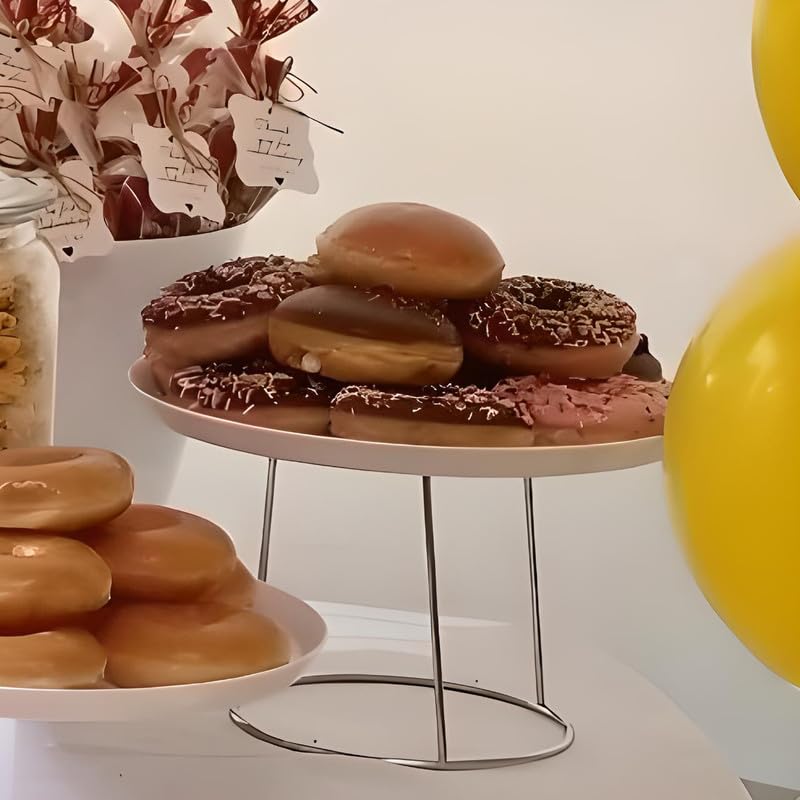 OCS Parts 4-Pack Round Chrome Plated Steel Food Display Stands | Metal Display Stands for Pizza, Desserts, and Appetizers