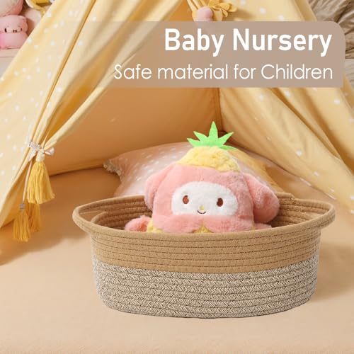 Image of JMvicyroam Small Woven Basket, Empty Gift Basket, Jute&Brown /1 Pack | Small Gift Basket, Cotton Rope, 12 x 8 x 75 in, Handles, Includes Ribbon and Bag, Birthday Gift Basket