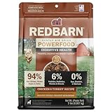 Redbarn Powerfood Air Dried Dog Food for Digestive Gut Health - 94% Chicken, Chicken Organs, & Turkey with Prebiotics & Postbiotics - Non-GMO Dry Full Feed or Topper Made in USA - 2lb