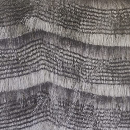 Tissu en fausse fourrure gris anthracite coupon 1/2m motif chevron pour mercerie et loisir