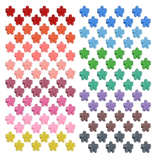 Image of Mini Flower Hair Clip Flower Clips,Colorful Mini Hair Claw,for Women, Girls,Baby, Toddler Bangs Strong Grip Small Tiny Rainbow Hair Clips (50, Matte Colors)
