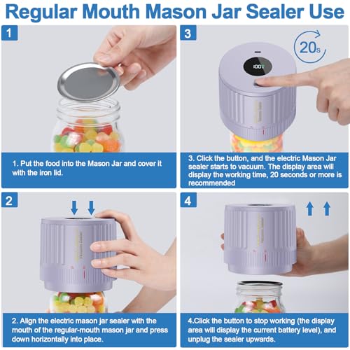 Image of LOVE MOMENT Electric Mason Jar Vacuum Sealer Kit - Purple