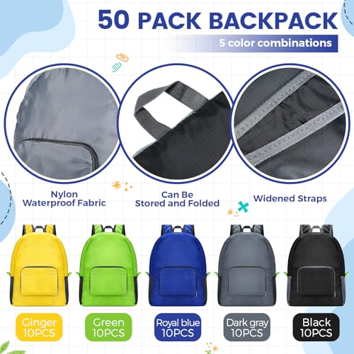 Image of Eccliy 50 Pack Backpacks in Bulk 17 Inches Back Pack Basic Backpack for adult Lightweight Outdoor Travel Bookbags (5 Classic Color)
