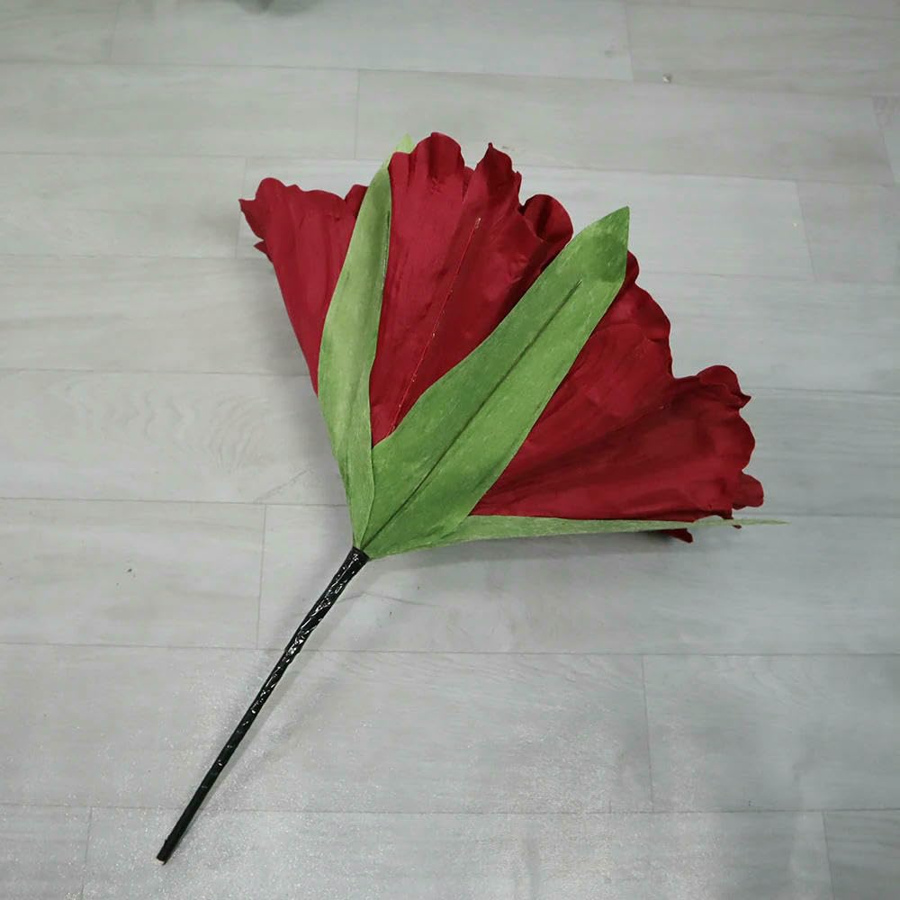 Pivoine Artificielle en Velours de Couleur Unie, Grande décoration pour Mariage, Arrangement de Fond - Rose Rouge foncé - 60 cm