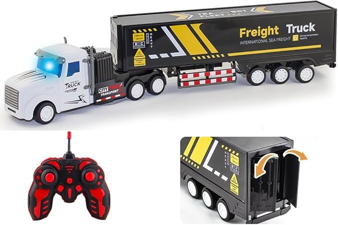 TrueBucks RC Container Truck with Lights, Remote Controlled Toy ...