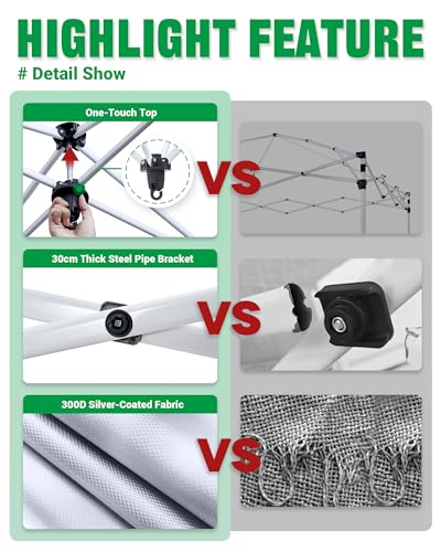 Image of Acepic 10x20 Pop Up Canopy,2 Central Lock Easy Set up Commercial Tent Outdoor Party Tent，6 Removable Sidewalls, Stakes x12, Ropes x6, Hand Bag x1，Sandbags x4 (White, 10 * 20)