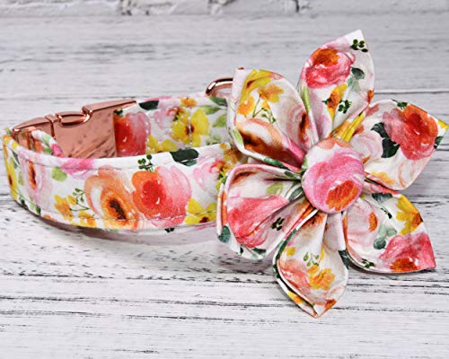 Jiujia Watercolour Floral Dog Collar Dog Flowers, Detachable Flower, Adjustable Collar For Small Medium Large Girl Dogs #TOP4