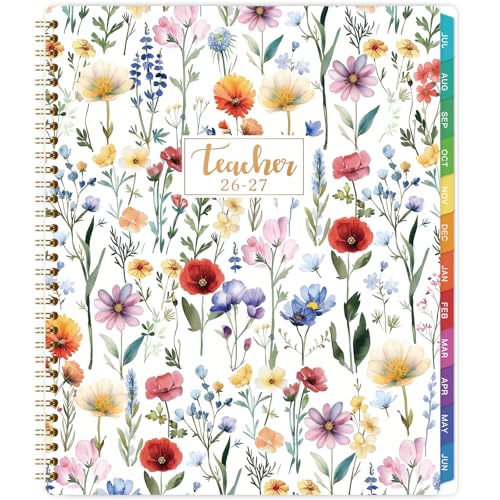 2026-2027 Teacher Planner - Academic Lesson Planner from July 2026 - June 2027, 8.5'' x 11'', Lesson Plan Book for Teachers with Colourful Monthly Tabs, Back Pocket