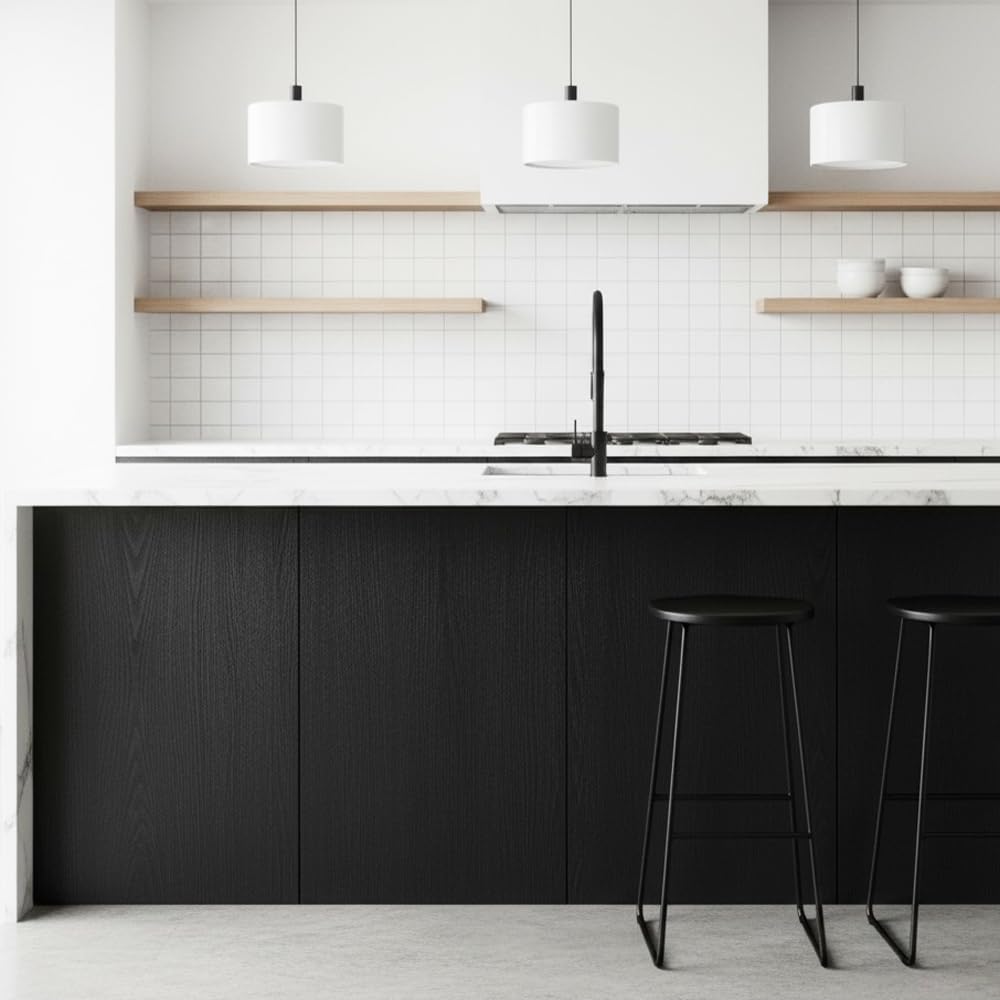 ROSEROSA Peel and Stick Solid Faux Wood Architectural Film Self-Adhesive Vinyl Film Wallpaper Door Wrap Counter Top Border Mirror Molding Trim LW448