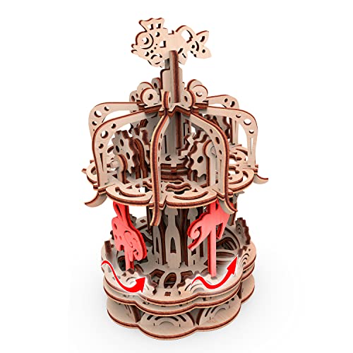 Carrousel Petit modèle Maquette 3D Mobile en Bois - vue 5