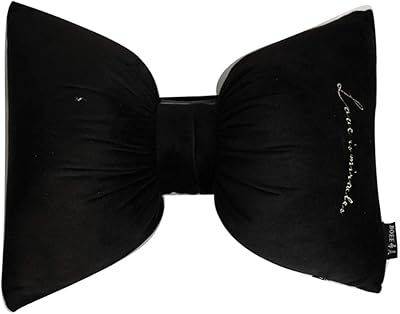 VOSAREA Car Neck Pillow Cute Bow Velvet Car Neck Support Head Cushion Rest Pillows Adjustable Straps for Travel Car Seat Home (Black)