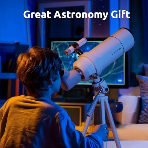 Image of Science Can Telescope for Kids - 70mm Aperture(16X-120X), High Powered Refractor Telescopes for Beginners with Adjustable Tripod and Phone Adapter, Astronomy Gifts for Boys & Girls Ages 8-12