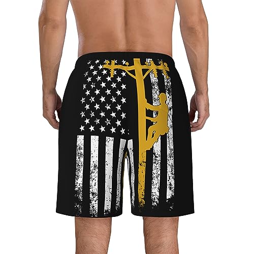 Yellow Lineman Mens Swim Trunks Quick Dry Swim Shorts Swimwear Bathing Suits with Pockets4